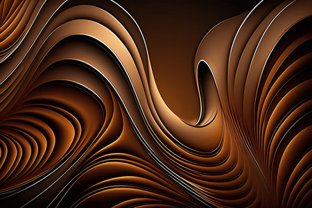 abstract brown background with smooth wavy lines. 3d renderingの素材