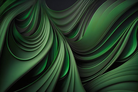 3d illustration of abstract wavy background with green and black colorsの素材