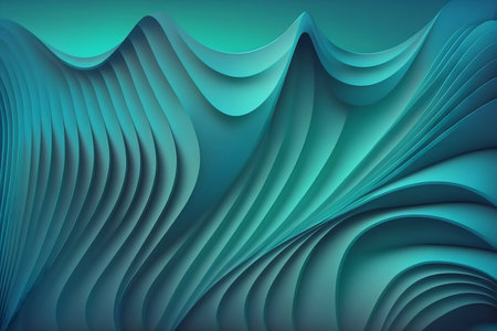 Turquoise abstract background with wavy lines. Vector illustration.の素材