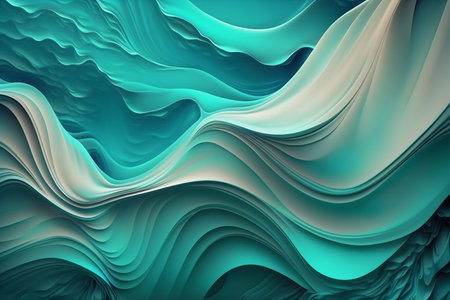 abstract background with smooth lines and waves in turquoise colorsの素材