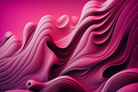 Abstract pink background with wavy lines. 3d render, 3d illustration.の素材