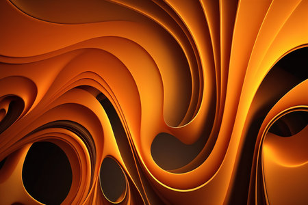 3d illustration of abstract background with smooth wavy lines in orange colorの素材