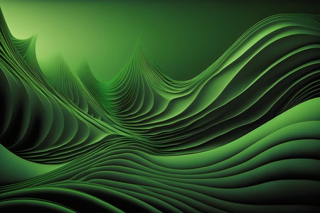 Abstract green wavy background. Computer generated 3D photo rendering.の素材