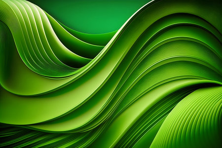 Abstract green wavy background. 3d render, 3d illustration.の素材