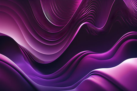 Purple abstract background with wavy lines. 3d render illustrationの素材