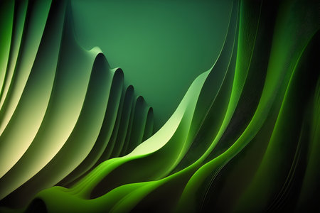 abstract green background with smooth lines and waves, 3d renderの素材