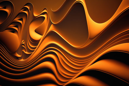 3d illustration of abstract background with wavy lines in orange colorの素材