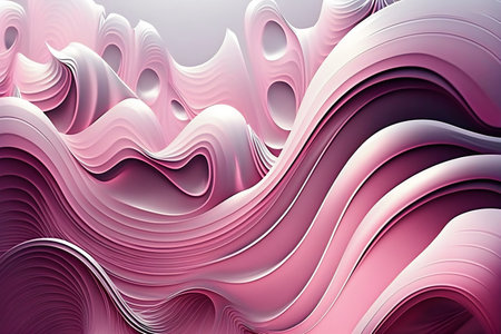 abstract pink background with smooth wavy lines, 3d illustrationの素材