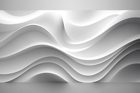 Abstract white background with wavy lines. 3d render, 3d illustration.の素材