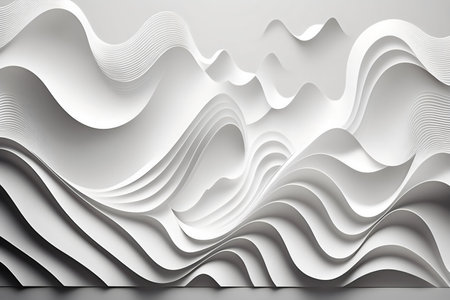 Abstract white background with wavy lines. 3d render illustration.の素材
