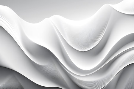 White abstract wavy background. 3d render, 3d illustration.の素材