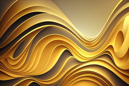 Abstract gold wavy background. 3d render, 3d illustration.の素材