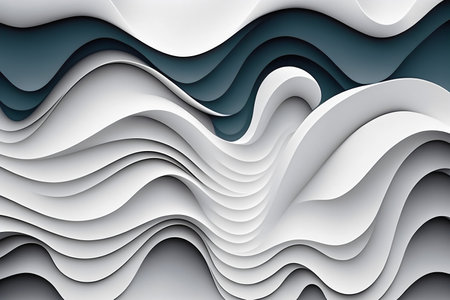 3D paper cut abstract background with waves. Vector design layout for business presentationsの素材