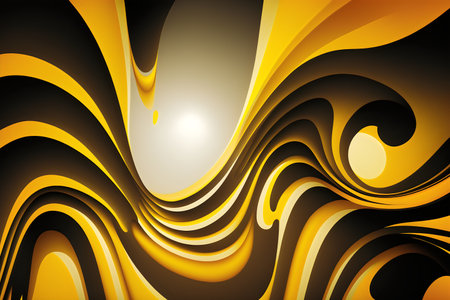 abstract background with black and yellow swirls in the form of wavesの素材
