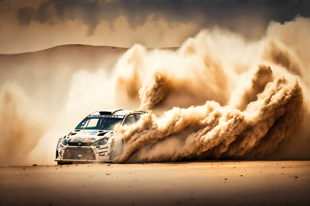 Racing car on the sand. Extreme race in the desert.の素材