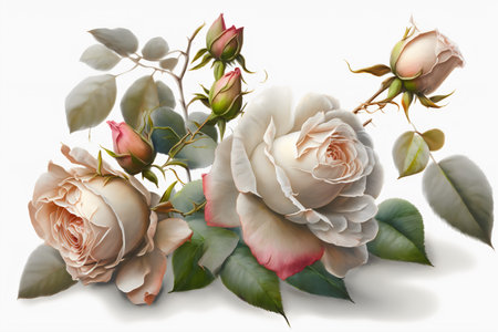 Beautiful bouquet of roses on a white background. 3d renderingの素材