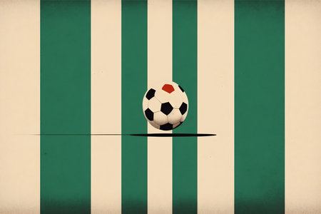 Soccer ball on the background of the flag of Nigeria. Vintage-style.の素材