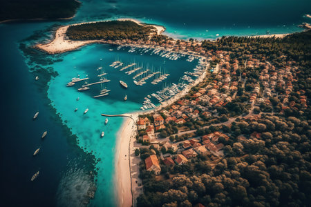 Aerial view of the beautiful island of Brac in Croatia.の写真素材