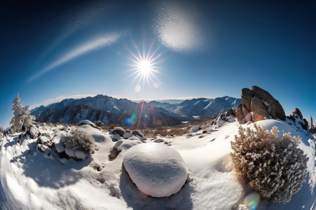 Fantastic winter landscape. Dramatic wintry scene. Carpathian, Ukraine, Europe. Beauty world.の写真素材