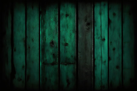 Old wooden background gold texture. Grunge dark green wood.の写真素材