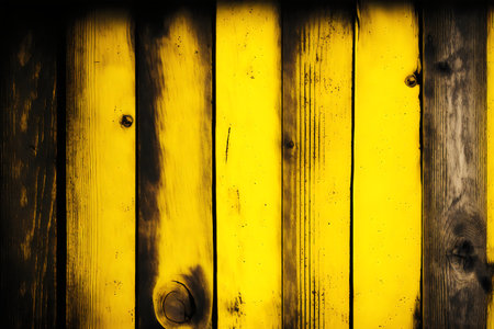 Old wooden background gold texture. Yellow and black wooden boards.の写真素材