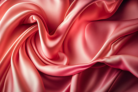 Red satin background with folds. 3d render, 3d illustration.の写真素材