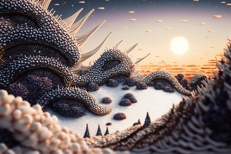 3D illustration of abstract geometric composition,digital art works. 3D rendering.の素材