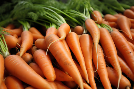 Fresh carrotset stall, closeup. Harvesting and agricultureの写真素材