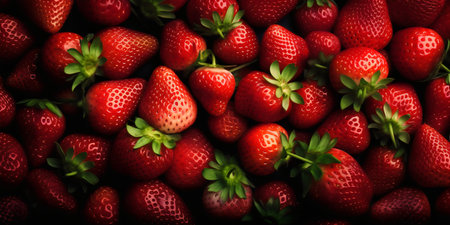 Strawberry background, close-up of fresh ripe strawberries.の写真素材