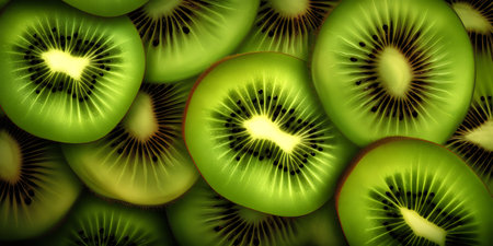 Kiwi fruit close-up background. 3D illustration.の写真素材