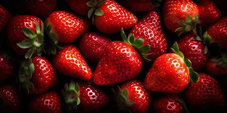 Strawberries close-up as a background. Top view.の写真素材
