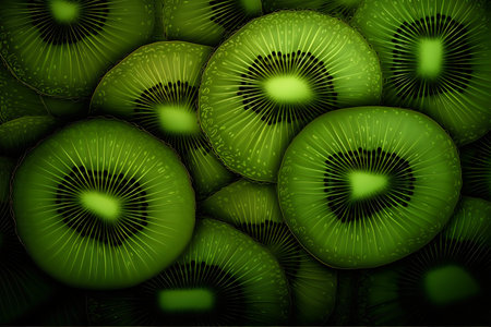 Kiwi fruit on a dark background. 3d illustration.の写真素材