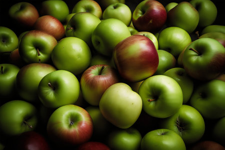 green and red apples on a dark background. tinting. selective-focusの写真素材