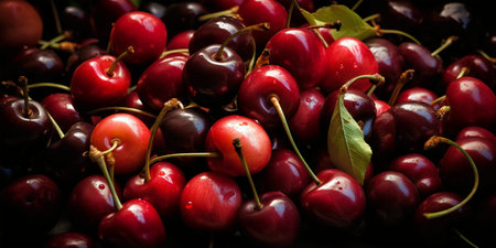 Cherries background. Fresh cherries close up. cherry backgroundの写真素材
