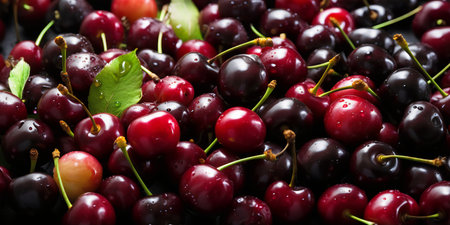 Cherries background. Fresh cherries background. Cherries backgroundの写真素材
