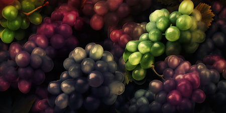 Colorful bunch of grapes. 3d render, 3d illustration.の写真素材