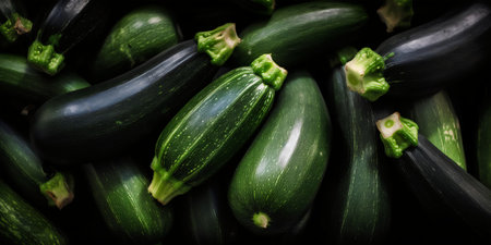 Zucchini background. Fresh zucchini in the market.の写真素材