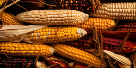 Dried corn background. Close up of fresh corn. Food backgroundの写真素材