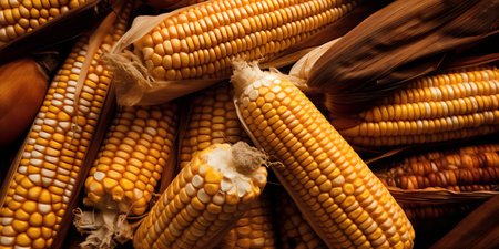 close up of corn cobs in a basket. selective-focusの写真素材