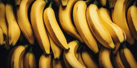 Bunch of bananas on a dark background. Selective focus. Toned.の写真素材