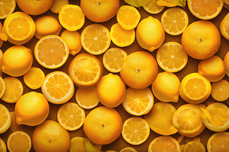 Background made of lemons and oranges. Top view. Flat lay.の写真素材