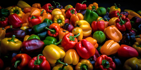 Colorful bell pepper background. Selective focus. Toned.の写真素材