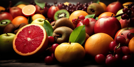 Variety of fruits including lemons, lines, grapefruits and oranges.の写真素材