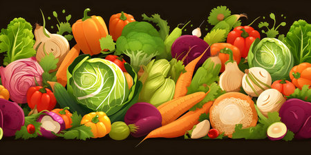 Vegetable background. Healthy food vector illustration. Vegetable background.の写真素材