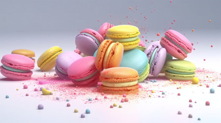 Colorful macaroons on a white background. Close-up.の写真素材