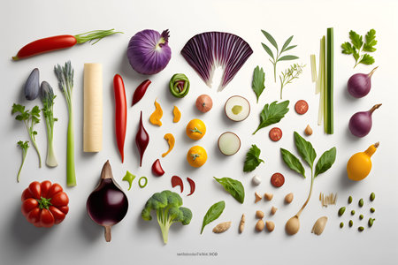 Vegetable set. Collection of fresh vegetables. Vector illustration.の写真素材