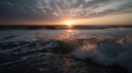 Beautiful sunset on the beach of the Baltic Sea in Poland.の写真素材