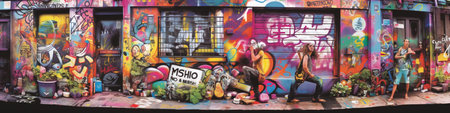 Street art in Manhattan. Manhattan is the most densely populated of the five boroughs of New York Cityの写真素材