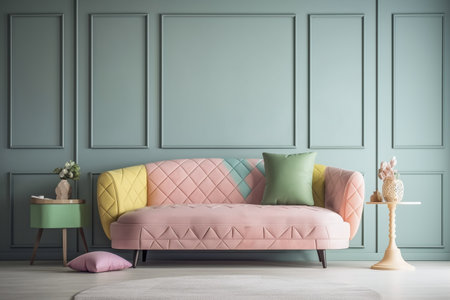 interior of classic living room with pink sofa, 3d renderの写真素材