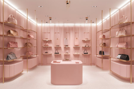 Interior of a fashion store in pink tones. 3d renderingの写真素材